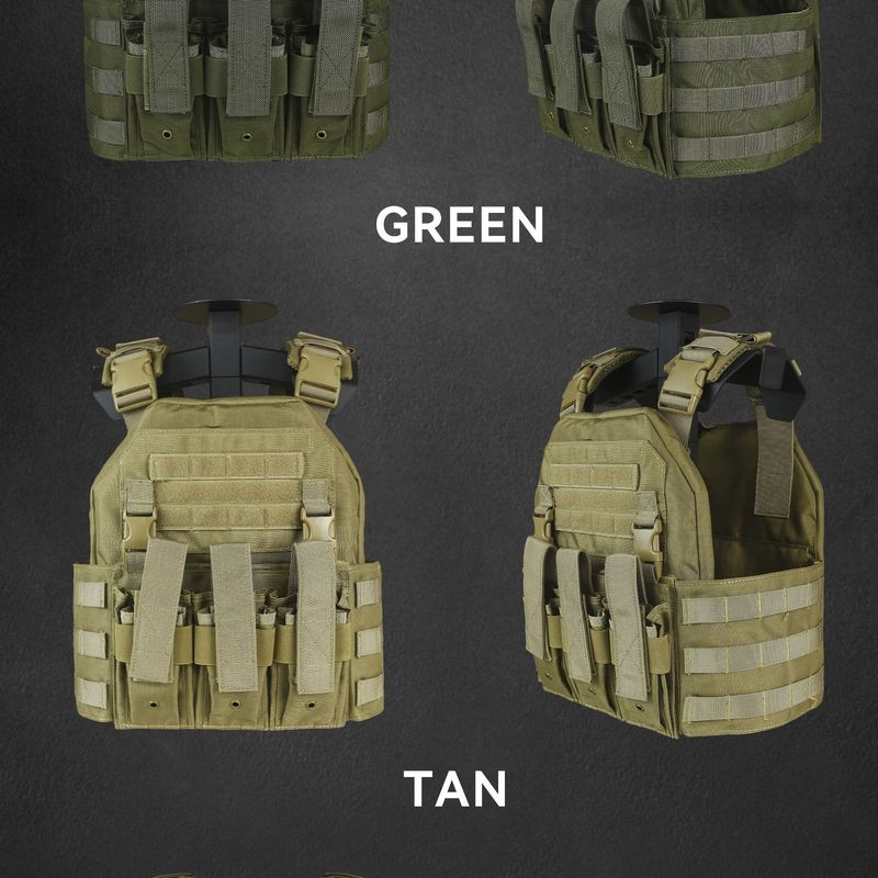 6094 Tactical Plate Carrier Vest – 500D Polyester With EVA Foam Padding (Coyote/OD Green, MOLLE-Compatible)_voghion.com