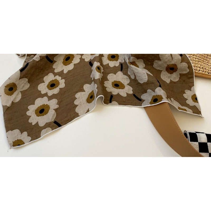 Cotton And Linen Square Scarf, New Korean Floral Scarf, Summer And Fall Decorative Head Scarf, Fresh And Lovely._voghion.com