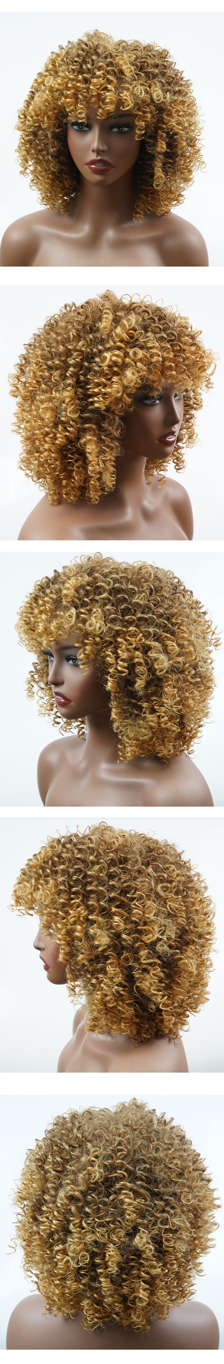 Perucă din fibră chimică en-gros, perucă afro, creță, africană, afro, cu breton complet, perucă făcută la mașină_voghion.com