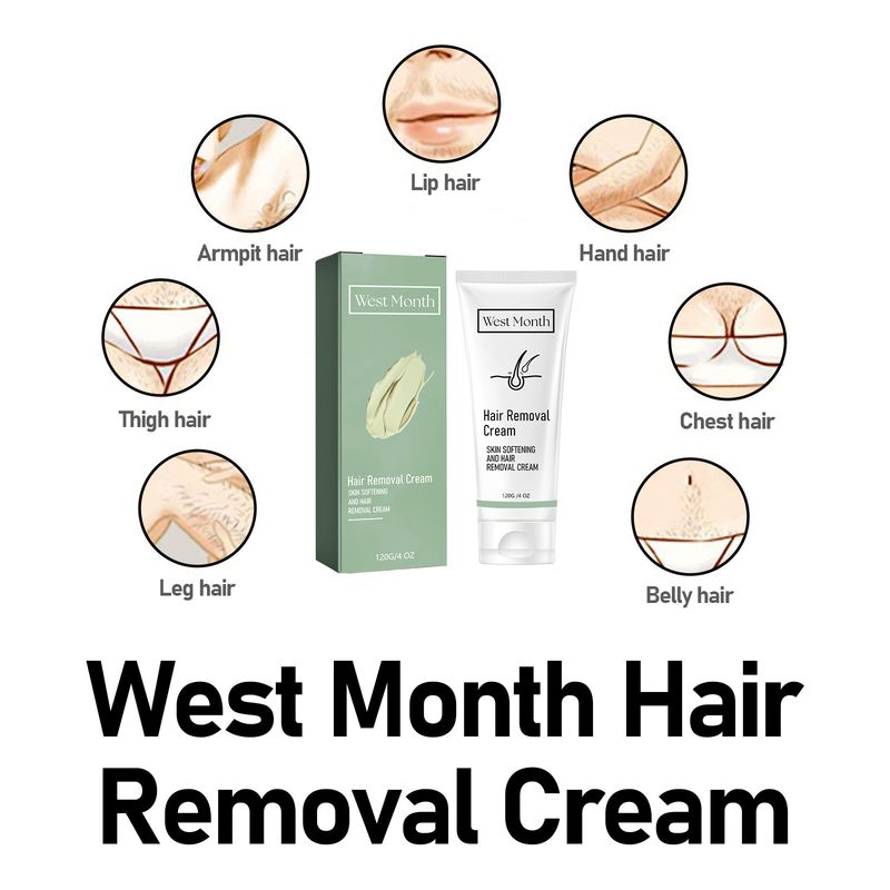 Crema pentru îndepărtarea părului de corp West&Month Îndepărtează ușor părul de pe buzele axilelor de pe tot corpul, fără a irita părul neted_voghion.com
