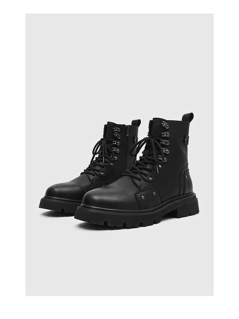 Kurze, wasserdichte Retro-Martin-Stiefel mit dicker Sohle und quadratischem Kopf zum Schnüren_voghion.com