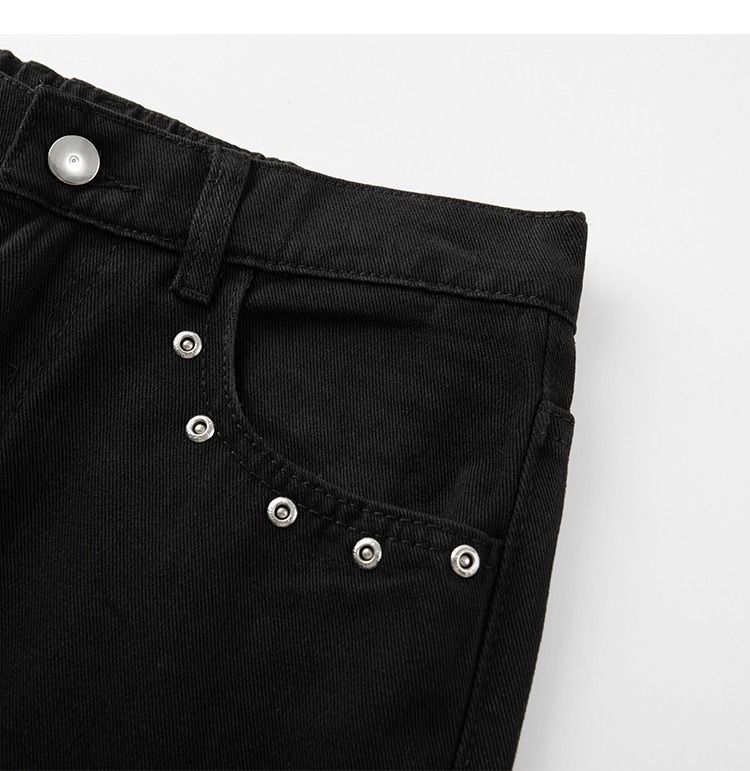 Men's Y2K Streetwear Denim Pants With Studs - Relaxed Fit Wide Leg Bootcut Jeans For Hip Hop & Casual Wear_voghion.com