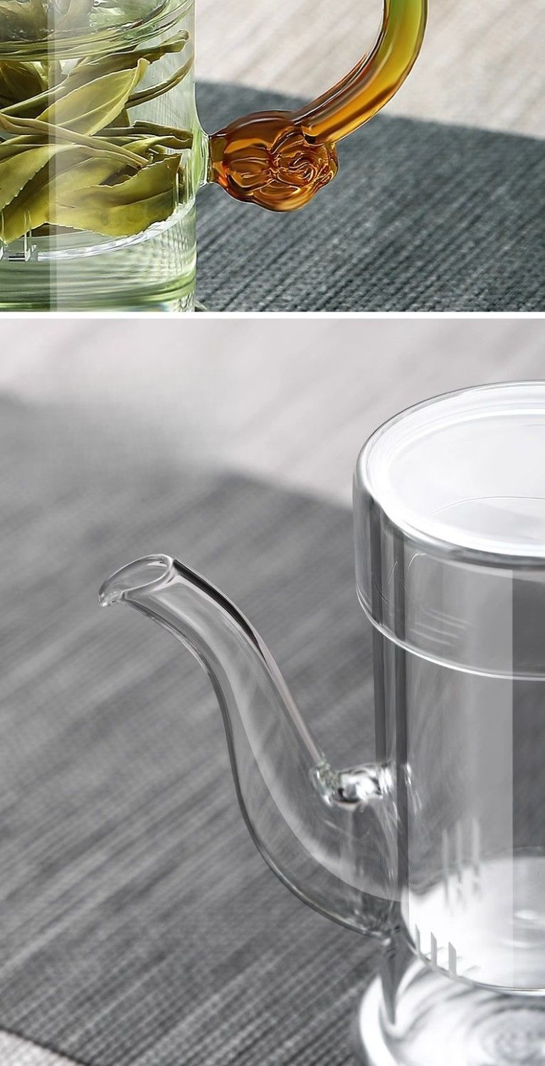 Brewing Glass Teapot Kung Fu Pu'er Filter Water Separation Red Double Ear Cup Set Household Single Brew Tea Maker_voghion.com