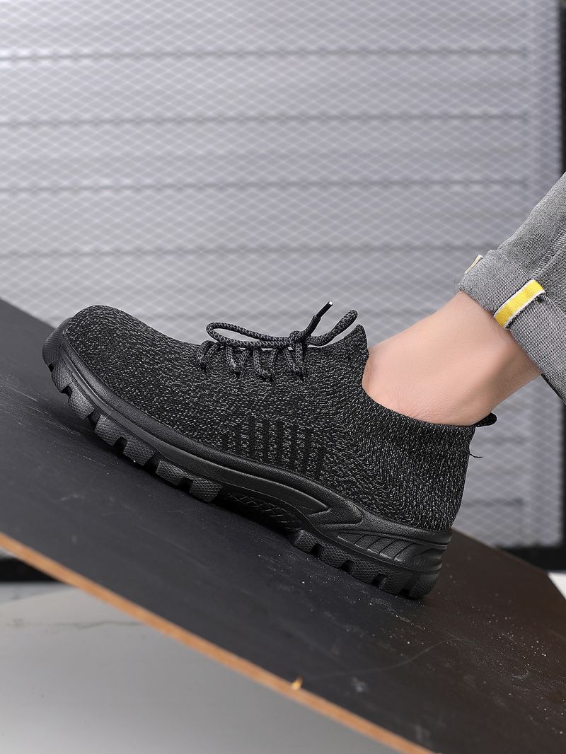 Scarpe da uomo, nuove scarpe da lavoro in tessuto volante, traspiranti, anti-sfondamento e anti-perforazione, testa in acciaio e suola solida, isolamento termico_voghion.com