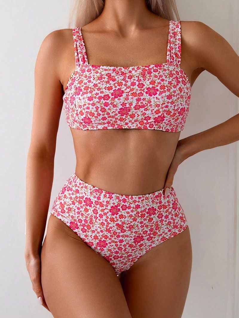Maillot de bain deux pièces taille haute imprimé pour femme, nouveauté 2025_voghion.com