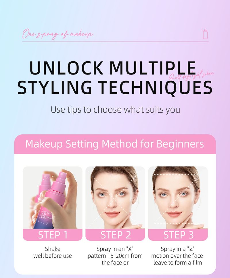 Gesichtsgrundierung MAFFICK Feuchtigkeitsspray mit Hyaluronsäure + erfrischendes Fixierspray Zwei Flaschen feuchtigkeitsspendendes Fixier-Make-up-Kombinationsset_voghion.com