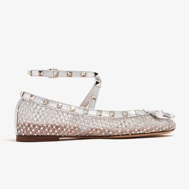 European And American Cross-Border Trade New Fashion Show Mesh Rhinestone One-Strap Niche Large Size Flat Original Toe_voghion.com