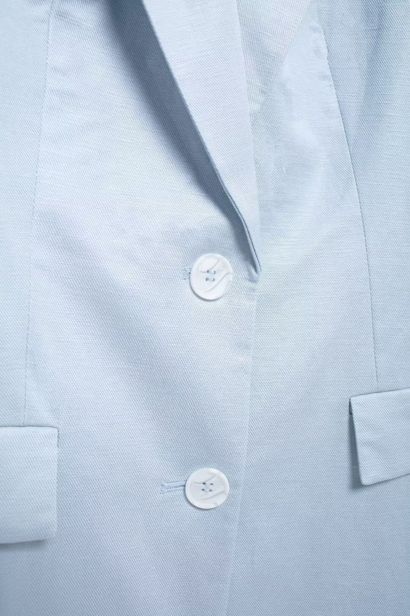 Casaco de pele feminino, novo verão 2024, mistura de linho, manga curta, slim fit_voghion.com