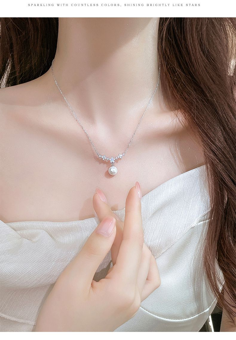 Collana di perle floreali in argento puro 999, stile francese da donna, piccola fragranza, temperamento elegante, catena per clavicola semplice_voghion.com
