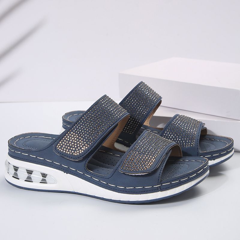 Nuove pantofole per le donne casuali grandi dimensioni con zeppa e strass, pantofole con cuscino d'aria_voghion.com