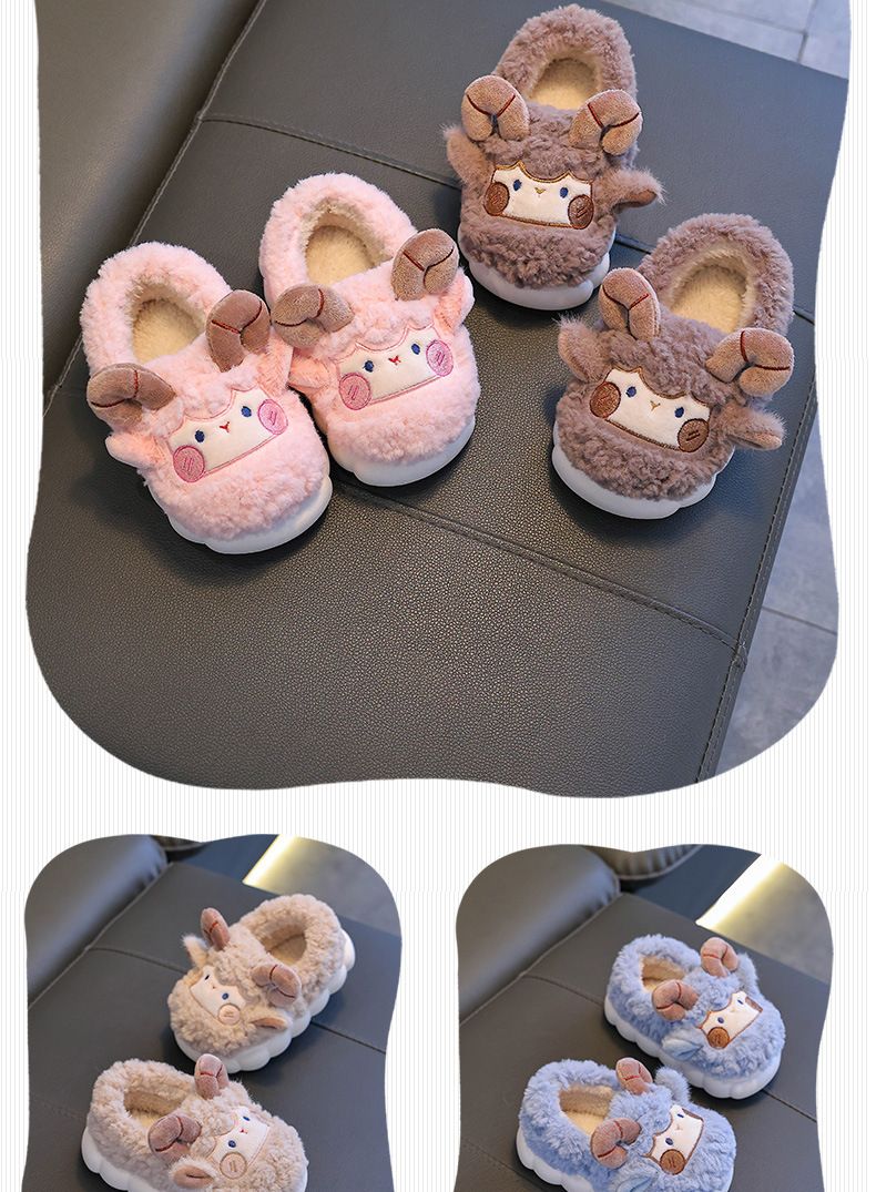 Winter Kids Slippers With Plush Fleece Lining - Cozy Non-Slip Indoor/Outdoor House Shoes For Boys & Girls (Pink, Light Brown, Dark Brown, Sky Blue)_voghion.com
