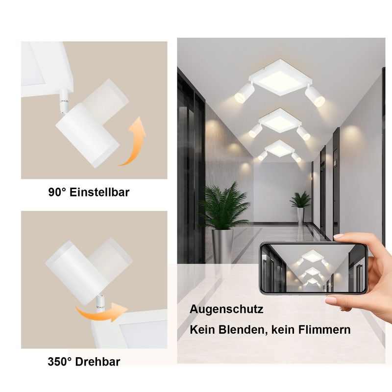 Glitzerlife LED Deckenlampe 2 Flammig Deckenspot GU10 - Schlafzimmerlampe 3000k Weiß Küchenlampe 20W Deckenstrahler Schwenkbar Für Wohnzimmer Küche Schlafzimmer_voghion.com