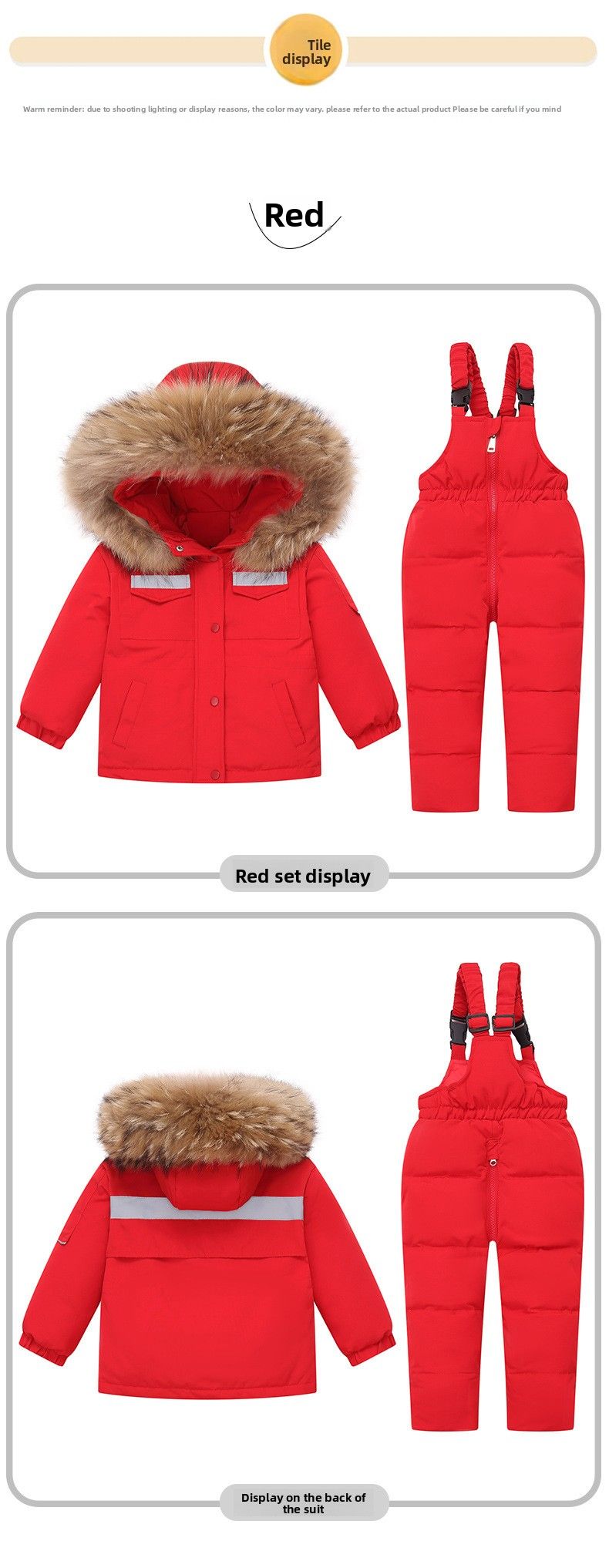 2025 Kinder Daunenjacke Kleinkind Kleinkind 1-5 Jahre alt Jungen und Mädchen neue Winter zweiteilige Set Top + Overalls_voghion.com