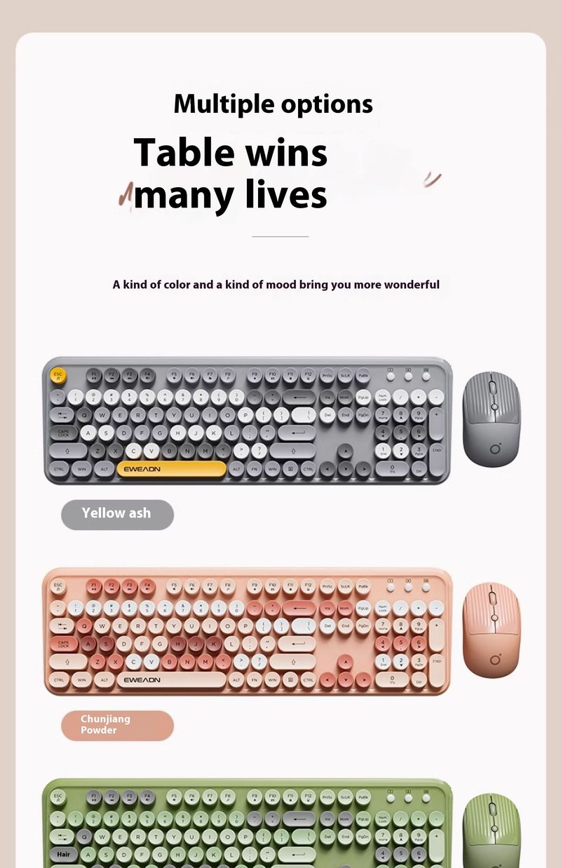 Frontline V96 Wireless Set, Leises Bluetooth, Büromaschinen für Frauen, Textur, Hohe Schönheit, Tastatur und Maus_voghion.com