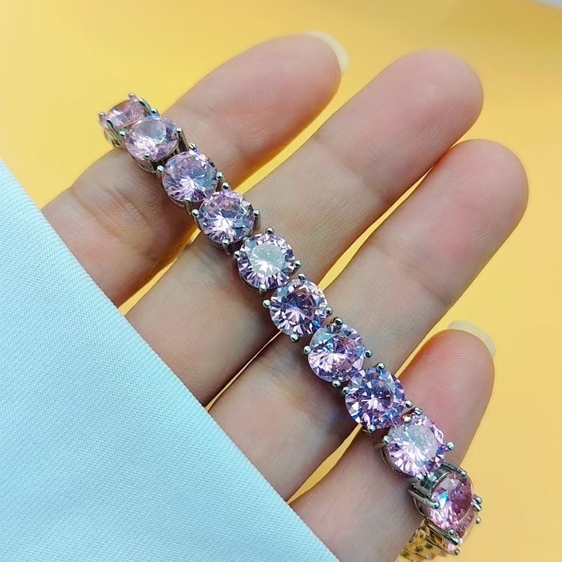 Bracciale Hip Hop con diamanti ad alto tenore di carbonio, rotondo da 8 mm, multicolore, in zircone, per donna_voghion.com