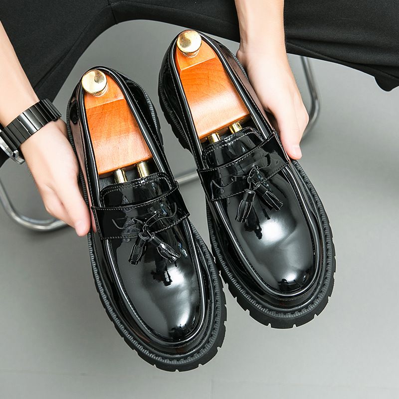 2025 Spring/Summer New Casual Men's Thick Heel Slip-On Large Size Loafers Fashion Versatile Comfortable Simple Leather_voghion.com