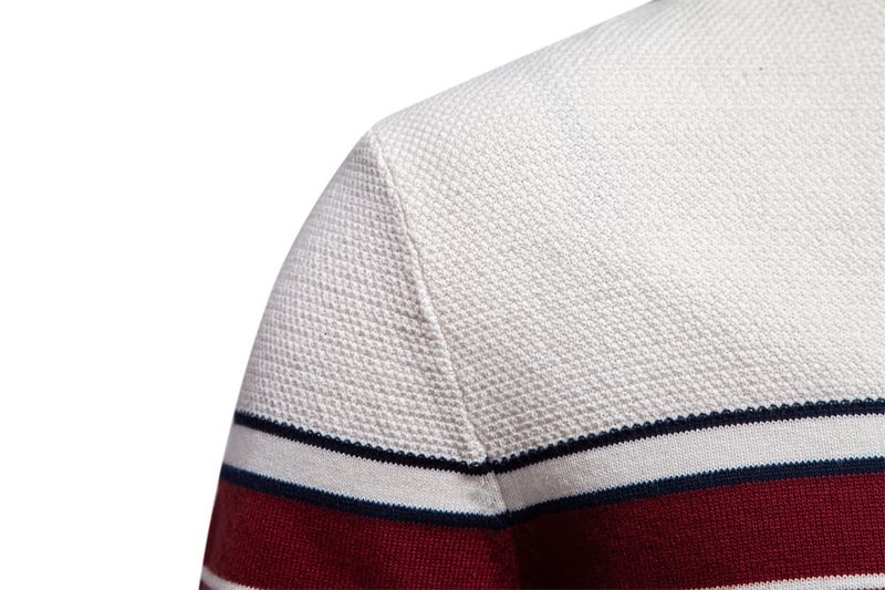 Men's Clothing New Striped Color Matching Long Sleeved Men's Knitted Sweater Fashionable Round Neck Men's Casual Sweater_voghion.com