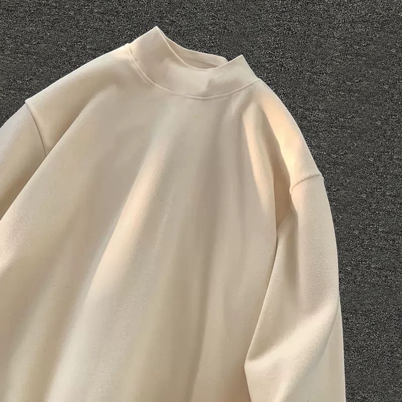 Double Sided Thermal Velvet Warm Heating Half Turtleneck Base Shirt Men S Winter Solid Color Inner Wear Long Sleeve_voghion.com