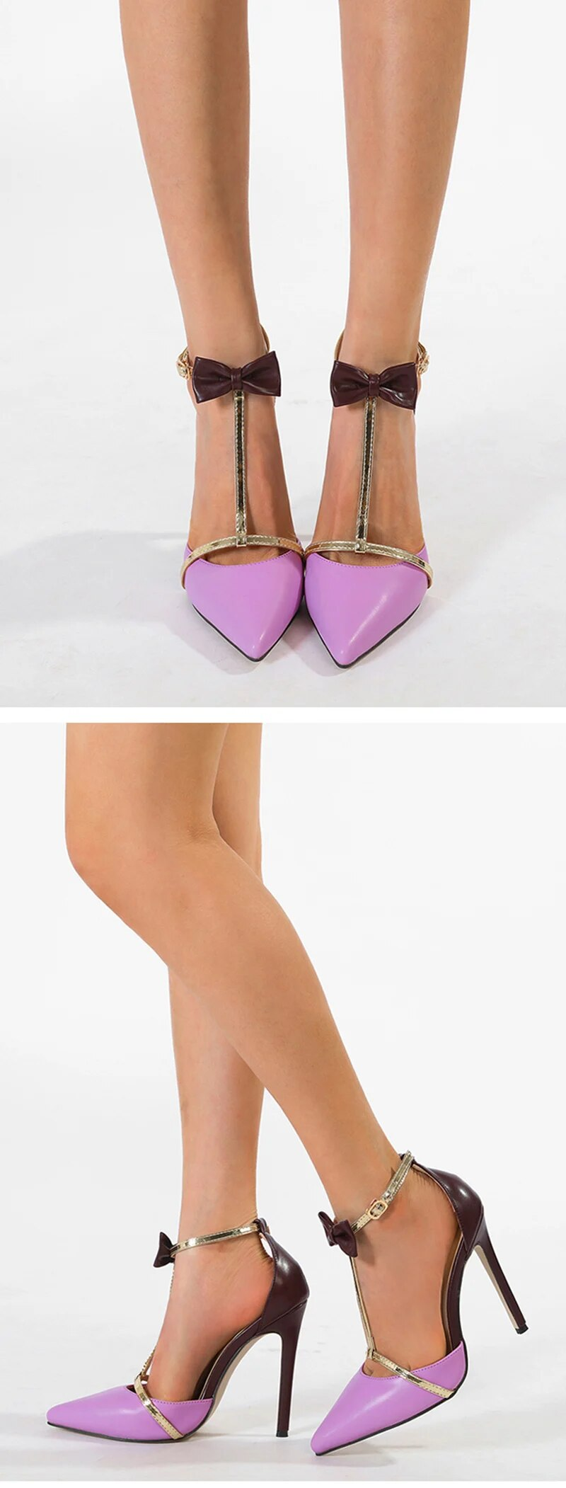 Liyke Fashion Design Bowknot Knöchelriemen Damen Pumps Sexy Spitzschuh Stripper High Heels Hochzeitsbankett Schuhe Sandalen_voghion.com