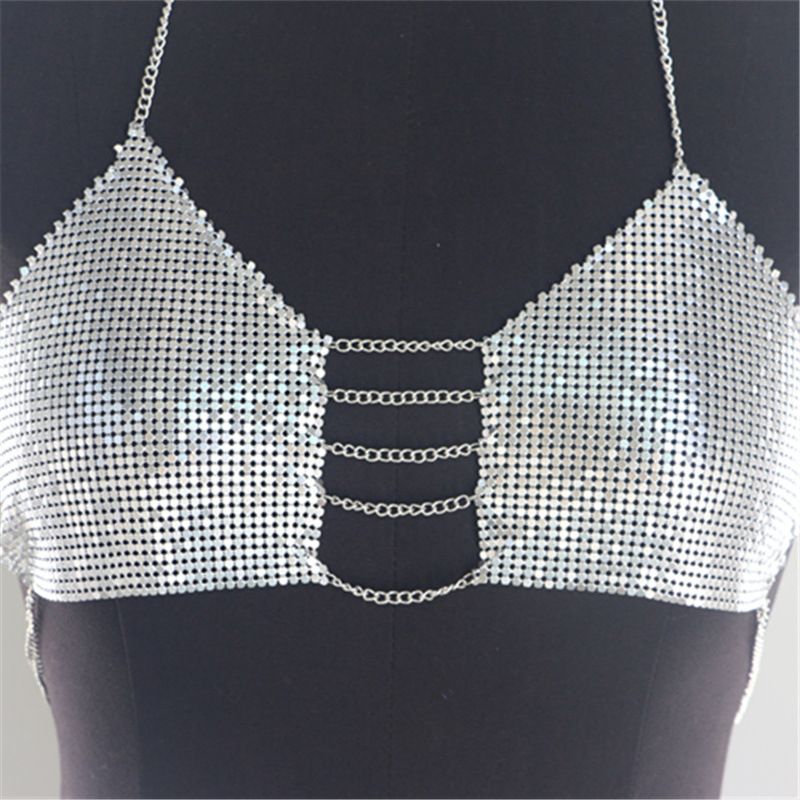 YL2907 Maglia europea e americana con strass intarsiati con paillettes di diamanti, materiale in stoffa, catena metallica appesa al collo, catena del corpo_voghion.com