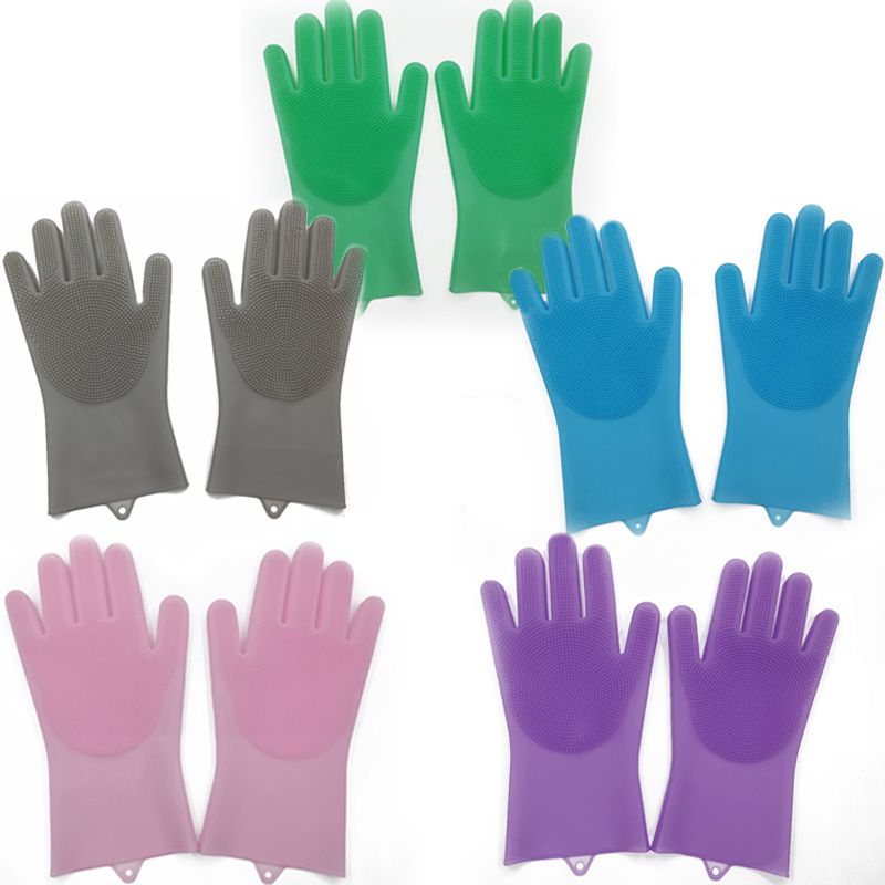 Silicone Household Waterproof Kitchen Cleaning Tool Durable Anti-scald Dishwashing Gloves_voghion.com