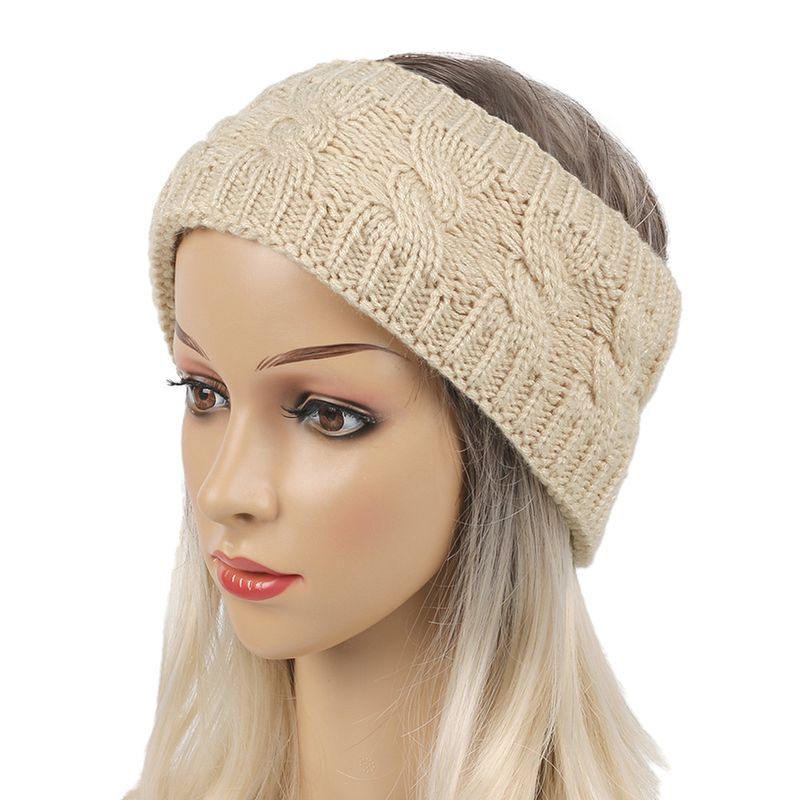 Bandeau en peluche tricoté en laine frite torsadée, couvre-chef élargi pour hommes et femmes, automne et hiver, chaud, sport, oreille_voghion.com