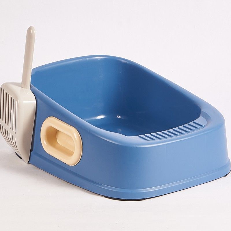 Double Ear Handheld Semi-Enclosed Anti-Splash Large Square Litter Box Cat Toilet Supplies_voghion.com