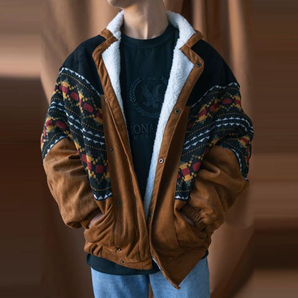 Moška oblačila neodvisna postaja priljubljena moška retro potiskana jakna iz semiš polarnega flisa na zalogi_voghion.com