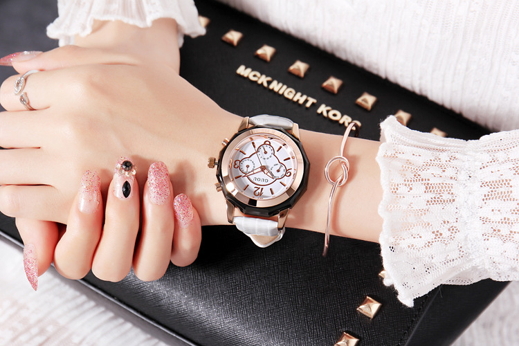 GUOU new style durable and light luxury six-pin trendy watch leather strap personalized fashionable large dial ladies watch_voghion.com
