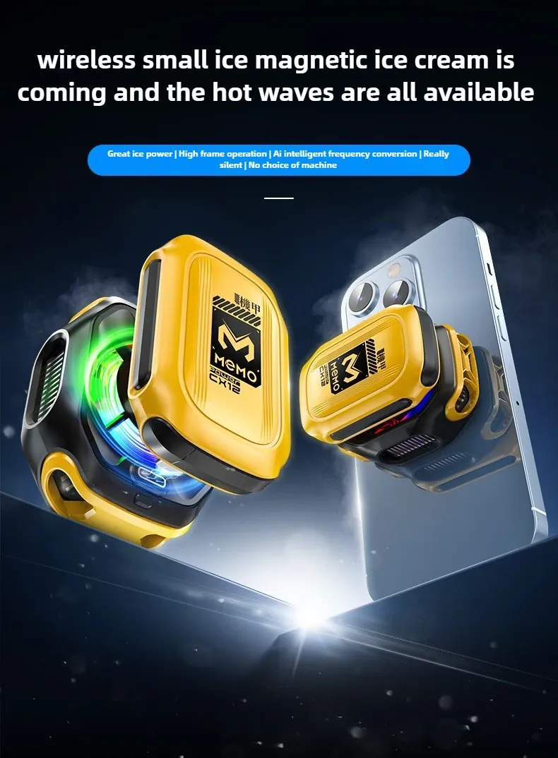 MEMO CX12 Mobile Phone Cool Heat Sink AI Semiconductor With Battery Digital Display Cooling Radiator For IOS Android_voghion.com