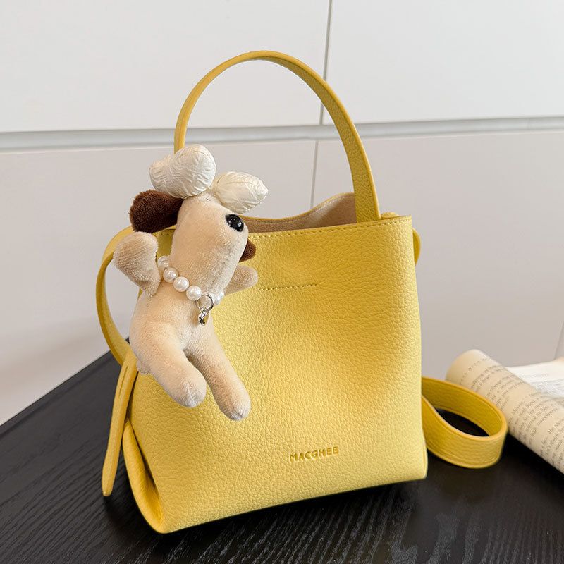 Borsa a tracolla versatile casual chic da donna, secchiello portatile con texture di litchi, stile coreano di nuova nicchia INS_voghion.com