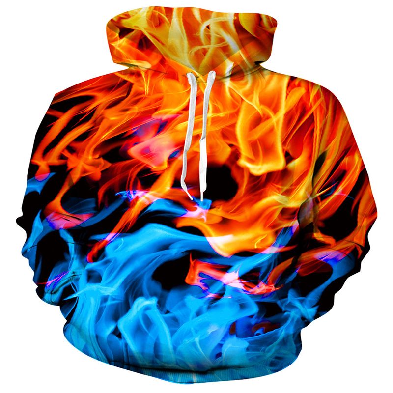 Felpa con cappuccio da uomo con stampa digitale 3D, serie Flame, manica lunga_voghion.com