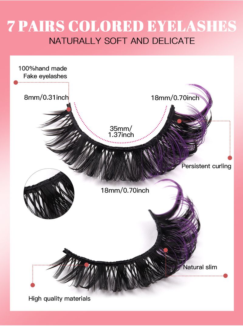 7-Pair Russian Volume False Eyelashes, Colored Outer Corner Extensions, Euro-American Thick & Natural Lashes_voghion.com