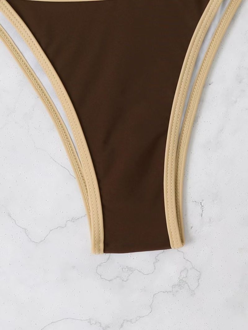 Roupas femininas Cor sólida Dividir Biquíni Suspensórios Senhoras Maiô Fabricantes_voghion.com