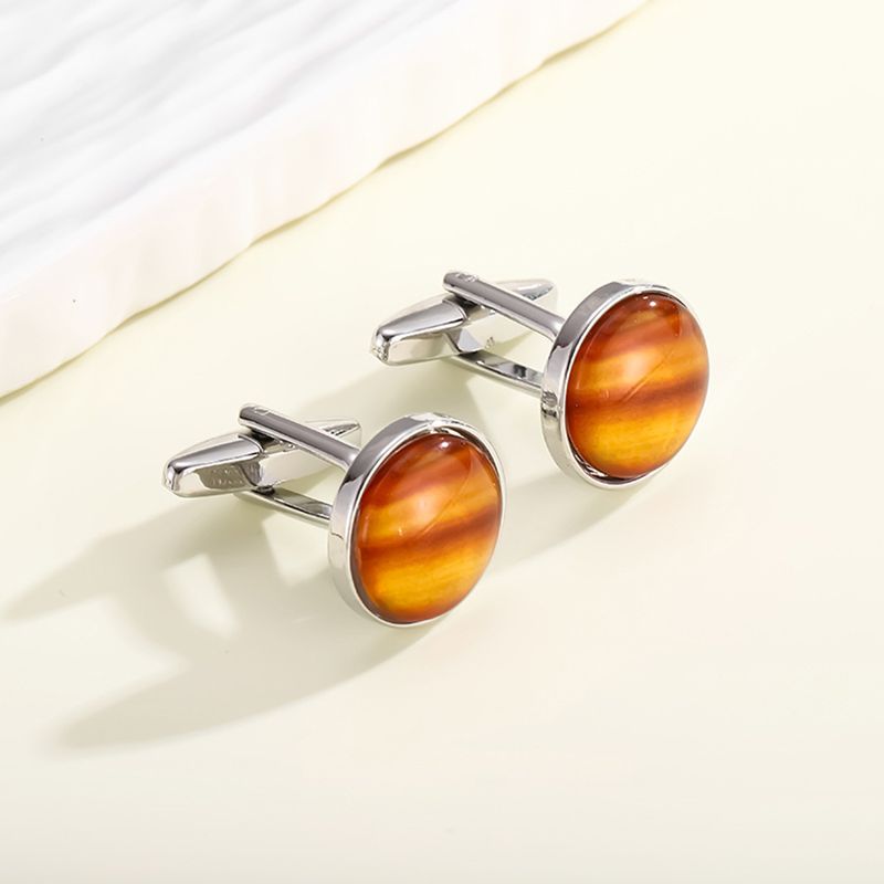 new round diamond crystal men's business cufflinks shirt cuff nails banquet alloy metal_voghion.com