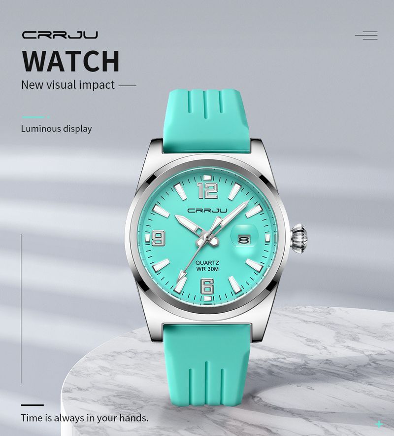 Runde Kalenderuhr für Herren und Damen mit wasserdichtem Silikonarmband, minimalistisches Design, Uhr im Freizeit- und Business-Stil_voghion.com