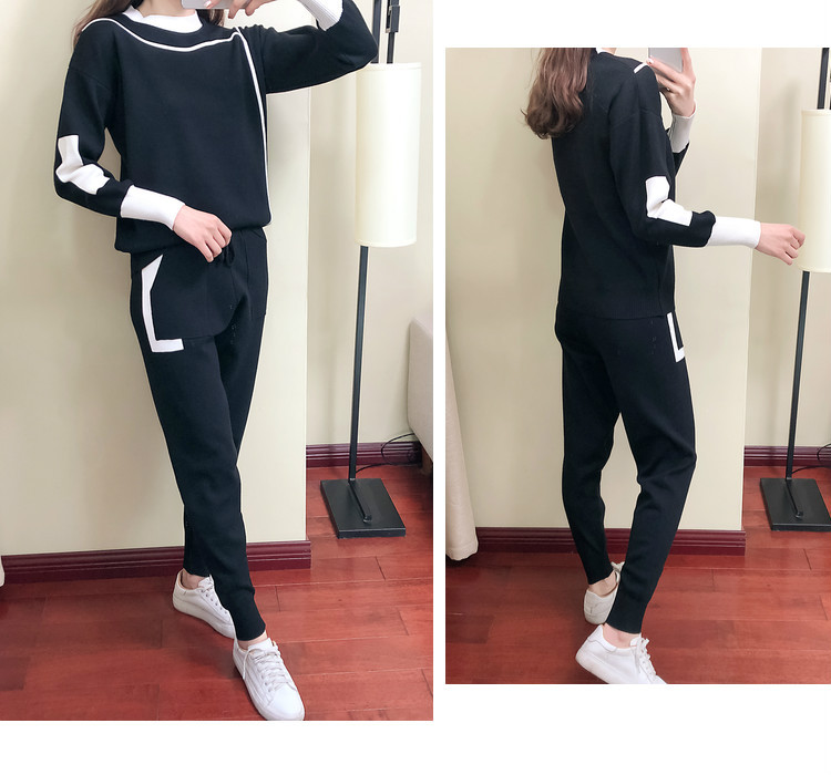 large size fashion temperament suits for women in spring and autumn new casual knitted two-piece suits_voghion.com
