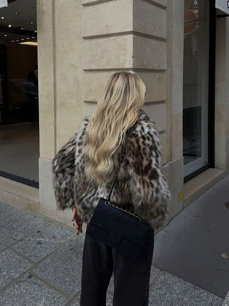 INDEFEIR Cappotto con stampa leopardata a maniche lunghe in pelliccia da donna, nuovo arrivo autunno-inverno_voghion.com