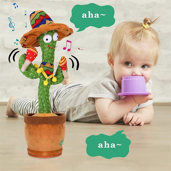 Bluetooth Dancing Cactus 60/120 Songs Speaker Talking Usb Chargeable Voice Repeat Plush Cactus Toy Dance Stuffed Toy Baby Girls_voghion.com