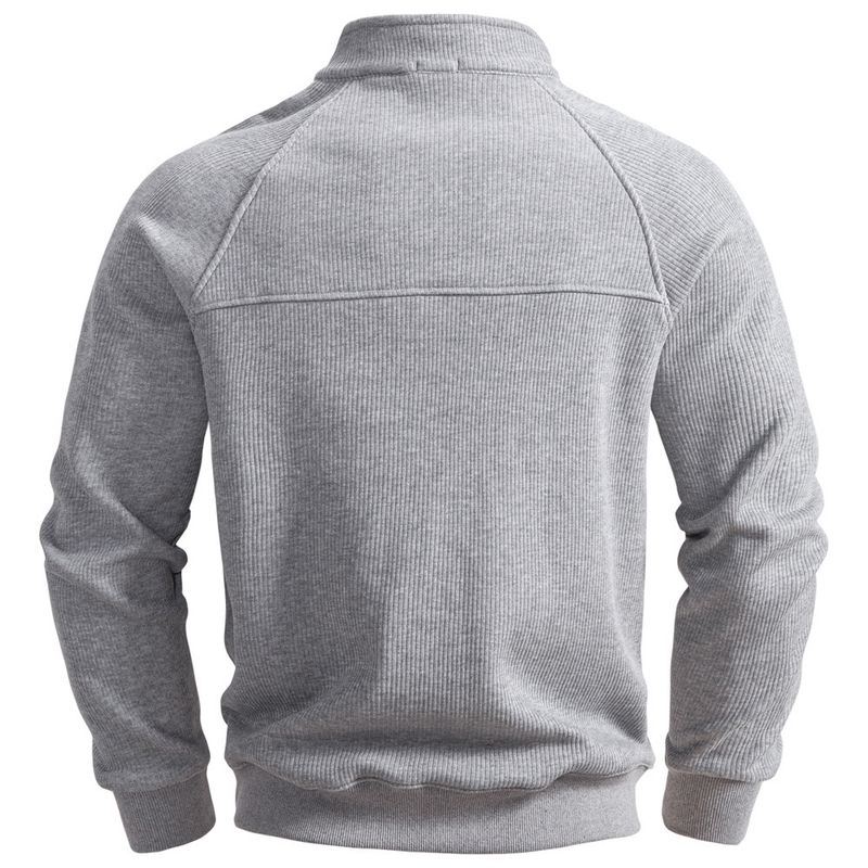 Felpa con cappuccio in pile con mezza zip da uomo - Elegante colletto alto, calda e comoda, casual da casa (blu navy, nero, verde militare, grigio chiaro, beige)_voghion.com