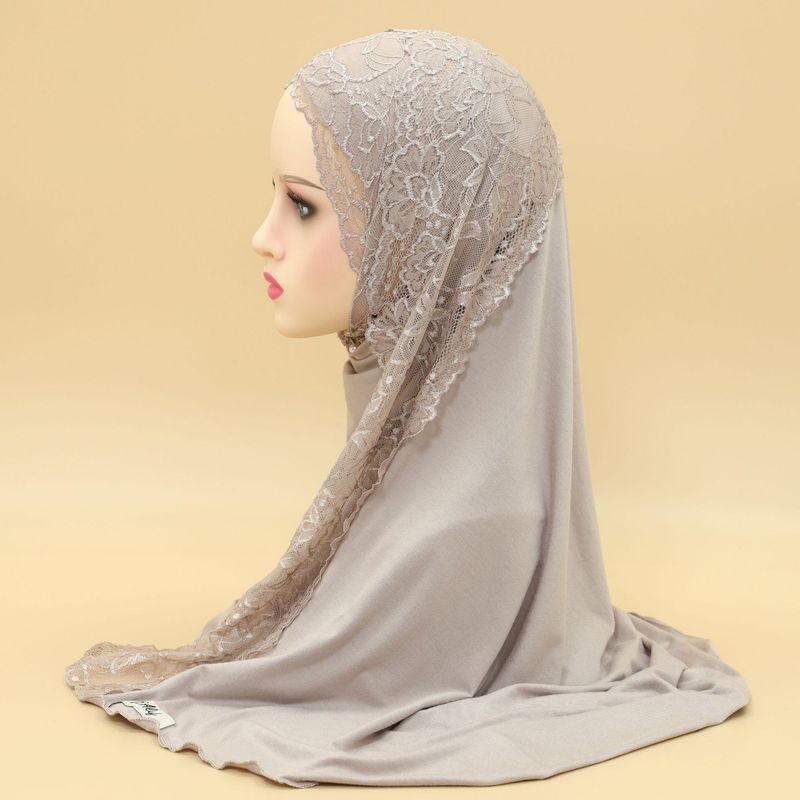 Frauen Hijab neue feste farbe modal spitze damen kopftuch langen schal schal_voghion.com