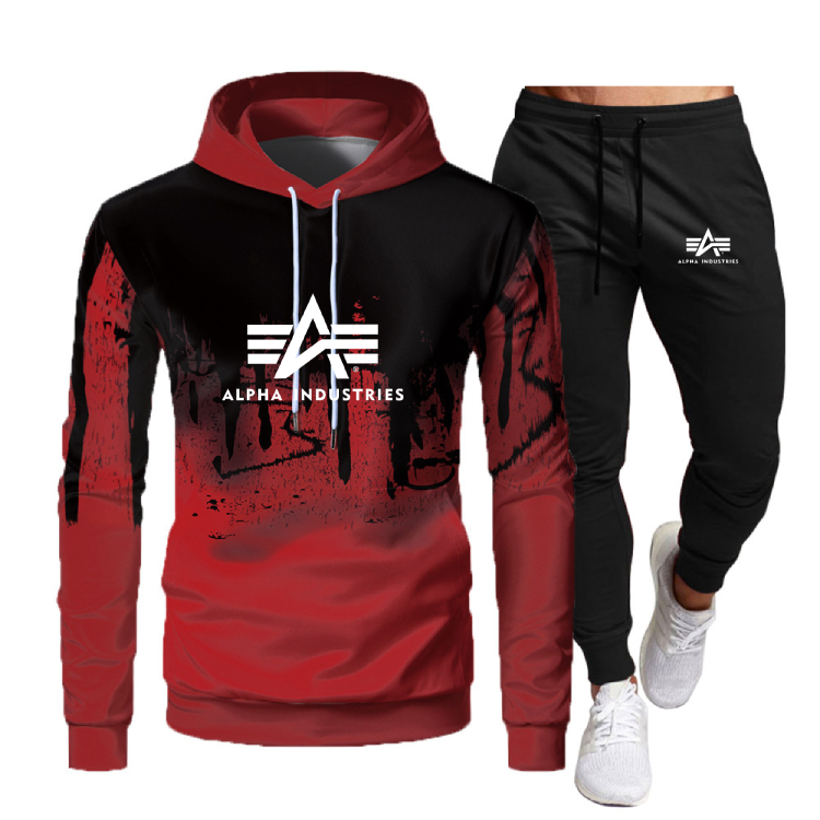 Neues Herbst- und Winter-Freizeit-Pullover mit Kapuze für Herren, zweiteiliges modisches Sport-Set_voghion.com