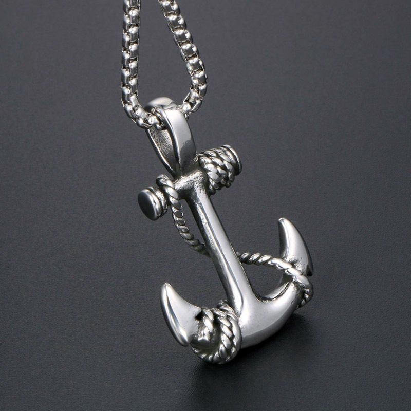 Ancre de navire, collier en acier titane, design de niche tendance pour hommes, accessoire personnalisé minimaliste hip-hop, cou_voghion.com