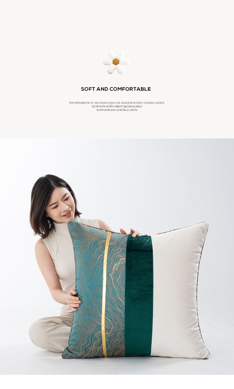 Embroidered Throw Pillow Covers - Large Cushion Covers For Sofa Backrest (Premium Fabric High-End Home Decor 24x24 Inches)_voghion.com