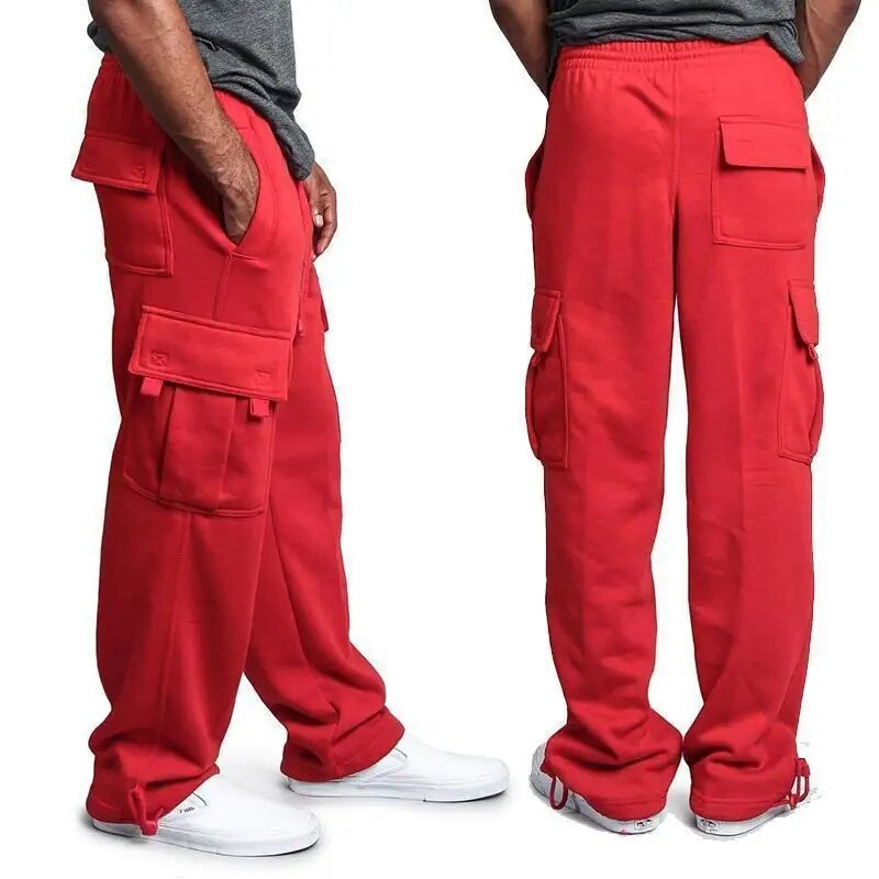 Men's Overalls Casual Sports Pants Breathable Soft Winter Fiess Exercise Running Training Trousers Black White Gray_voghion.com
