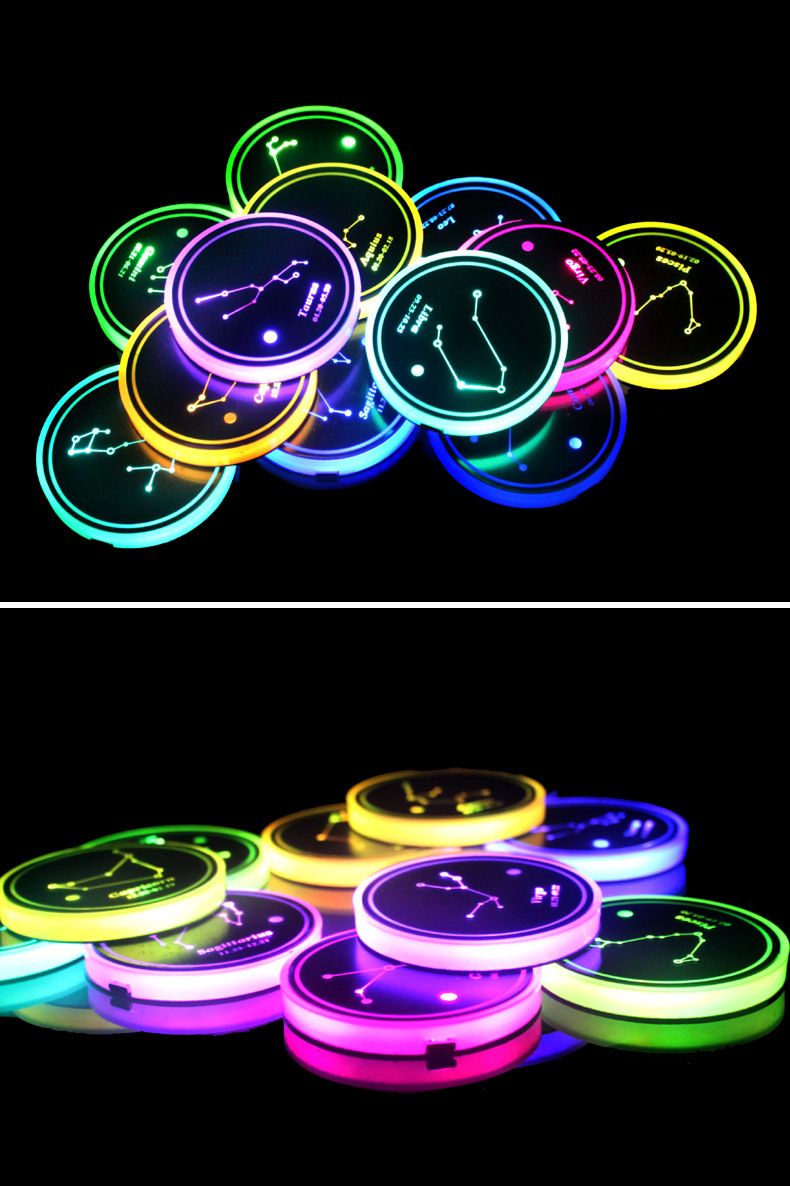 Auto LED Luminoso Pad Costellazione Cielo Stellato Mappa Arcobaleno Tazza Auto Atmosfera Luce Interni_voghion.com