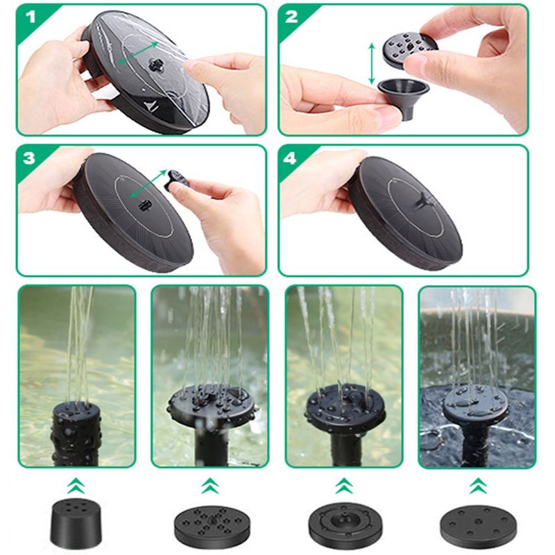 Piscina solare esterna, acqua corrente, fontana galleggiante a batteria con luci, fontana con bagno per uccelli, decorazione da giardino_voghion.com