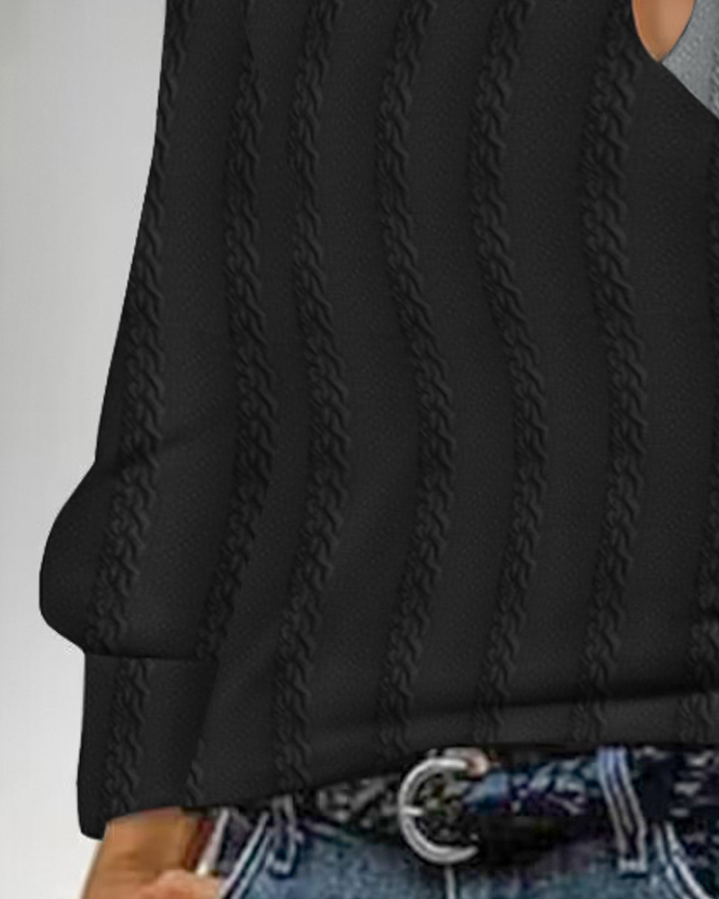 Women's clothing Hot Selling Jacquard Fabric Contrast Color Top_voghion.com