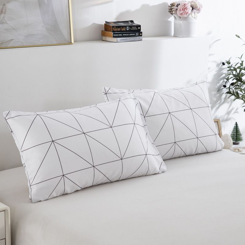 Set copripiumino con stampa a quadri bianchi - Collezione di biancheria da letto classica ed elegante, 3 pezzi (misura Queen/King, ipoallergenico e antipiega)_voghion.com