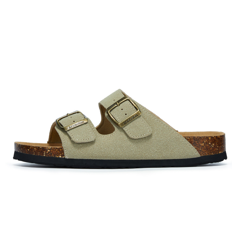 2023 nuove donne estive pantofola in sughero casual spiaggia doppia fibbia antiscivolo esterno in pelle nabuk slip on slides scarpa_voghion.com